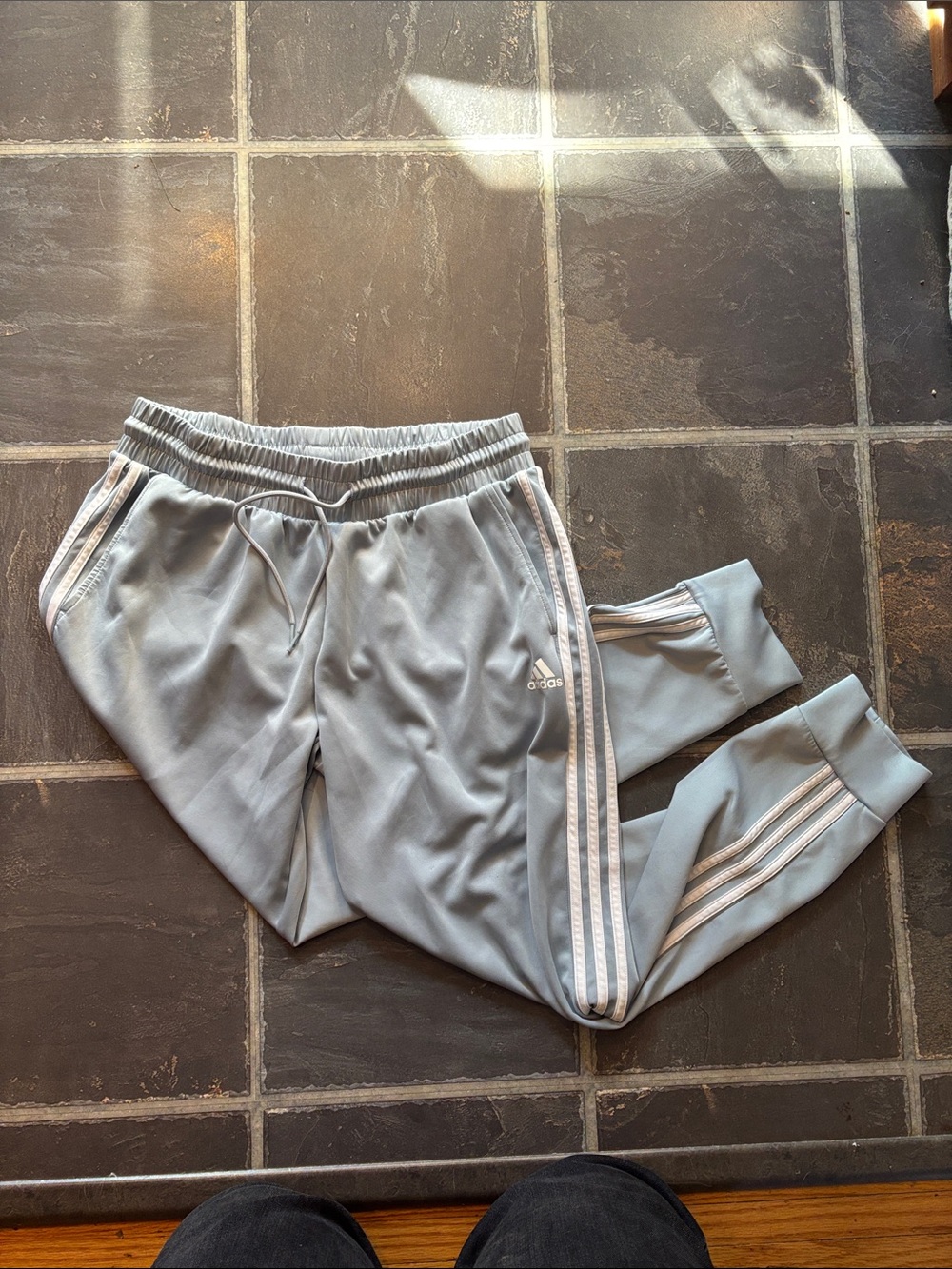 adidas Light Blue Jogger Sweatpants with White 3-Stripes